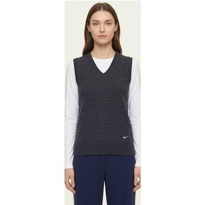 Nike Sweater Vest Womens XS Gray Merino Wool Blend Golf Tour Performance‎ V-Neck